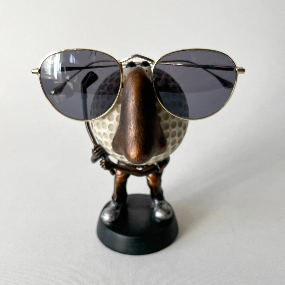 Whimsical Golf Ball Head Eyeglass Holder Figurine Big Nose Spectacle Stand